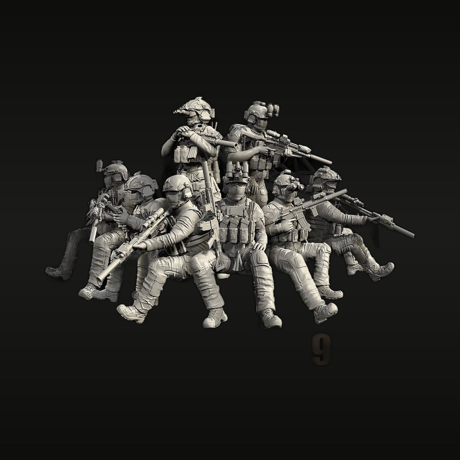 Modern US Special Forces Tactical Team 9-Figure 1/72 Resin Kit - unpainted resin model kit