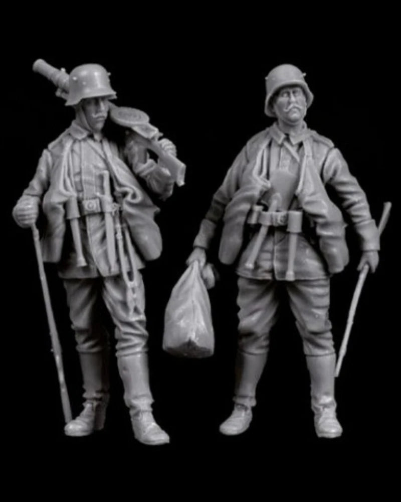 1/35 Scale Die-Cast Resin Figure Model Kit WWI German Soldiers Set 2 Figures Unassembled and Unpainted