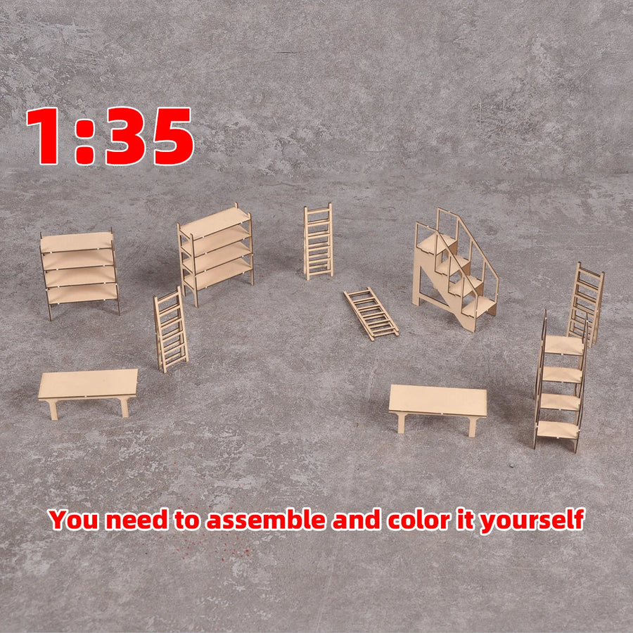 Assembly Architectural Sand Table Shelf Tank Factory Maintenance Ladder Scaffolding Diorama Scale Model Kit 1/35