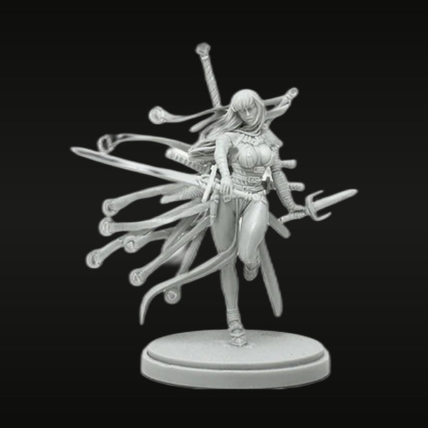 Fantasy Six-Armed Warrior Female with Multiple Blades 75mm Resin Figure Kit