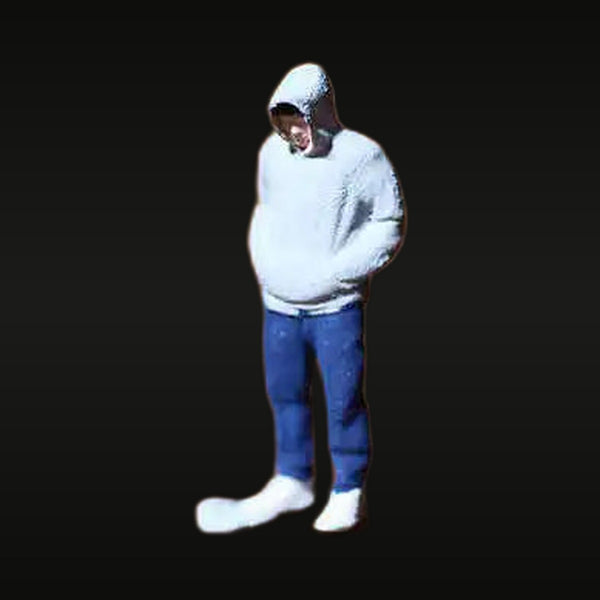 Gray Hoodie Man Standing 1/64 Resin Miniature Figure