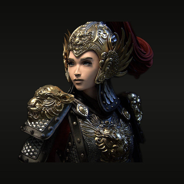 Fantasy Female Warrior Queen with Lion Armor 55mm Resin Bust Kit