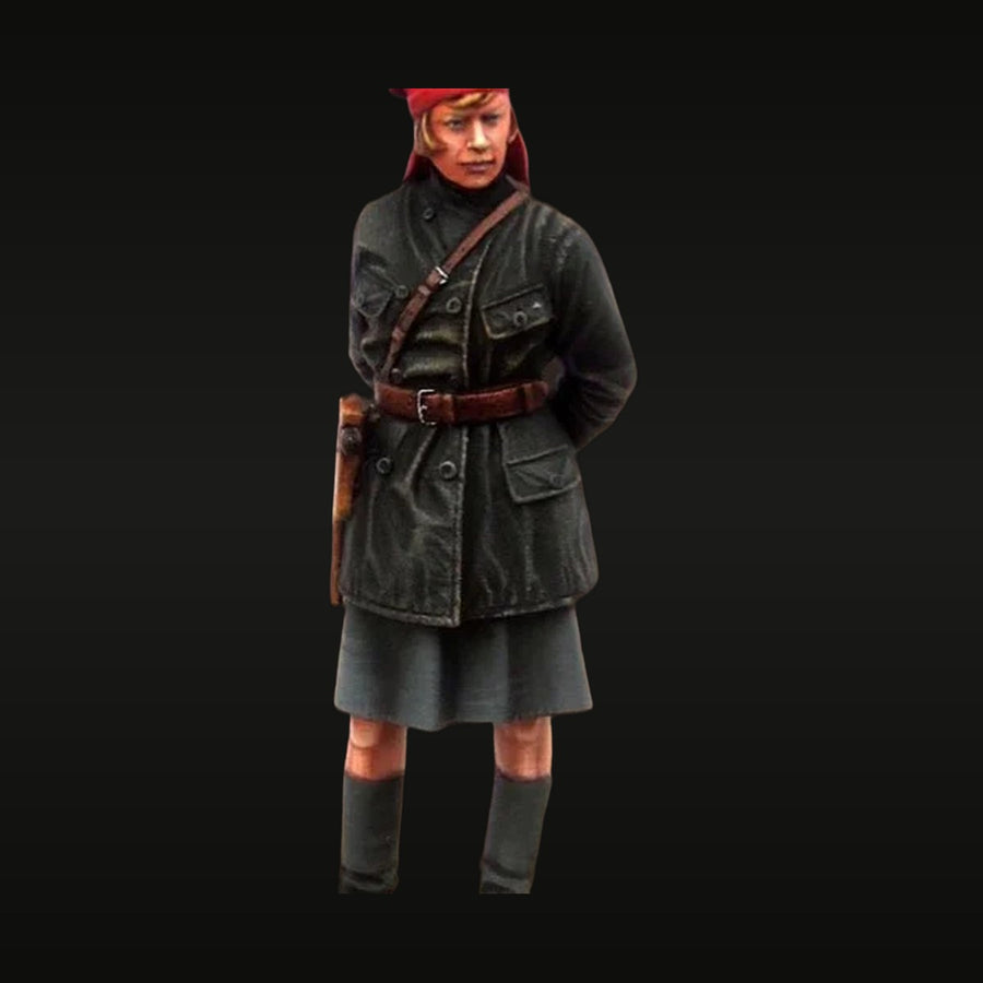 WWII Soviet Female Red Army Soldier with Pistol 1/35 Resin Figure Kit - unpainted resin model kit