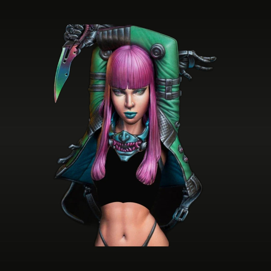 Cyberpunk Female Assassin with Energy Blade 1/10 Resin Bust - unpainted resin model kit