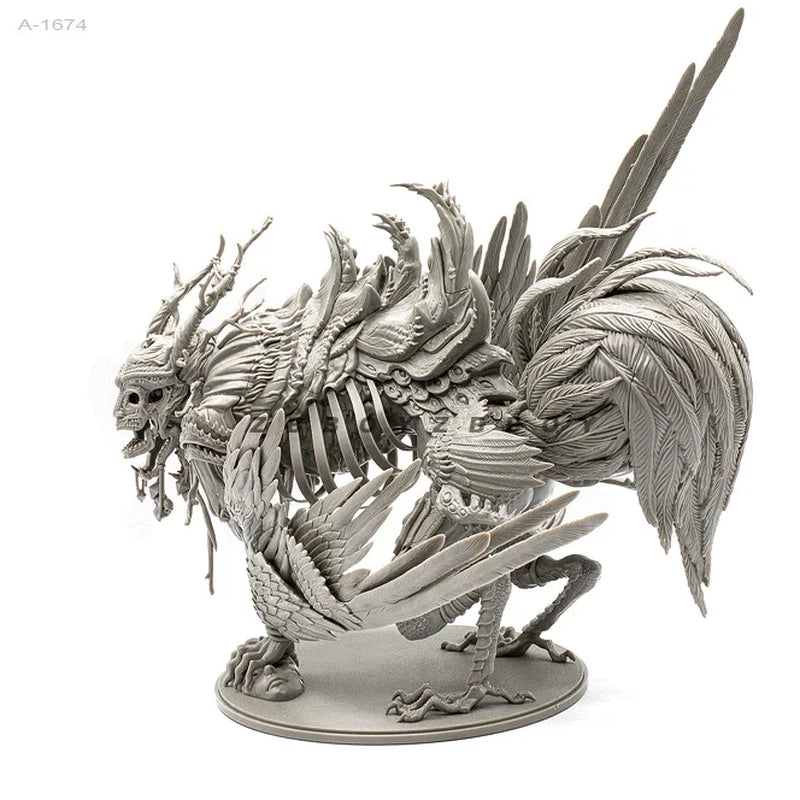 Fantasy Chaos Dragon with Feathered Wings Ornate Horns Resin Bust Kit - resin model view 2