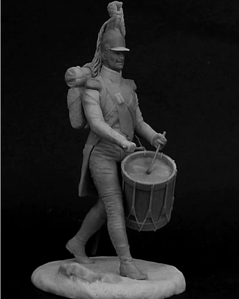 1/32 Scale 54Mm Die-Cast Resin Figure Model Kit French Cavalry Drummer (2 Heads) Miniature Toy Unassembled Unpainted DIY Diorama