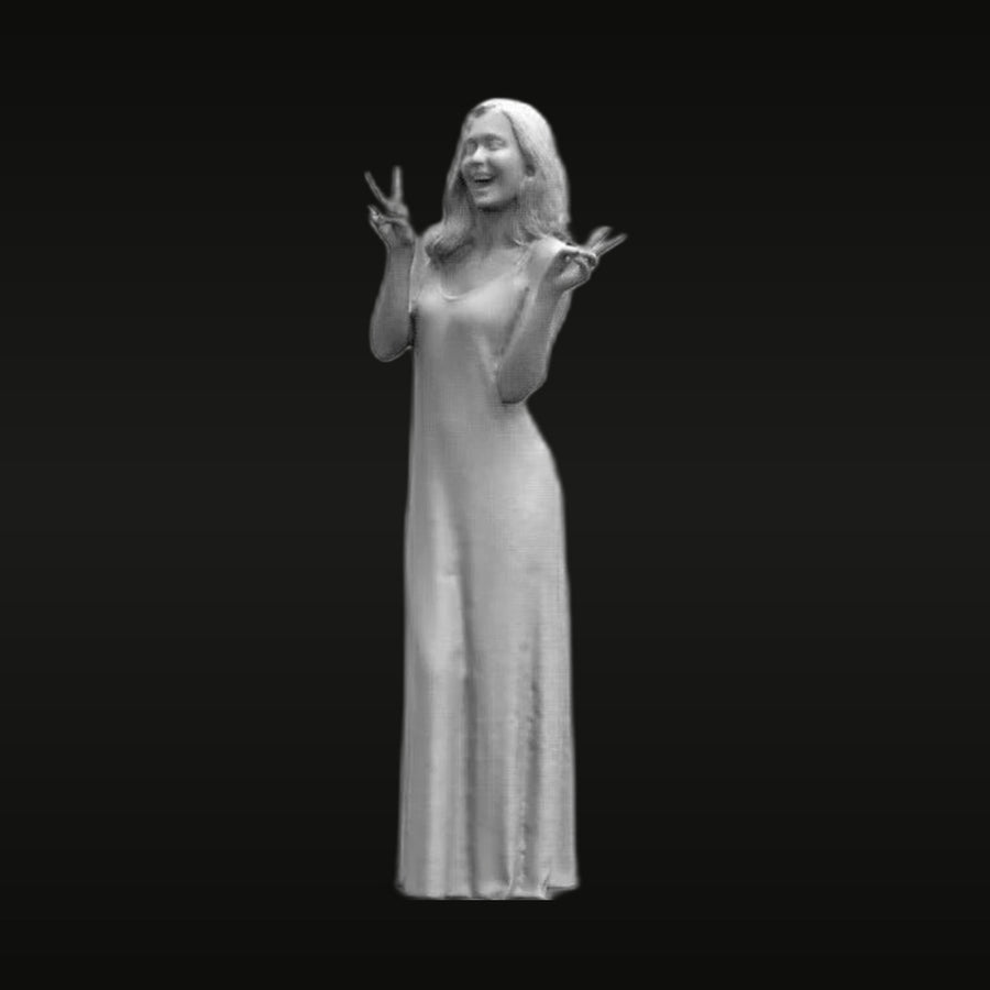 Female Bust in Long Dress with Expressive Pose 75mm Resin Kit - unpainted resin model kit
