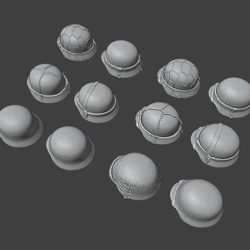 WWII German Stahlhelm M35/M40 Helmet with Netting 1/35 Resin Accessory Kit (12pcs) - resin model view 2