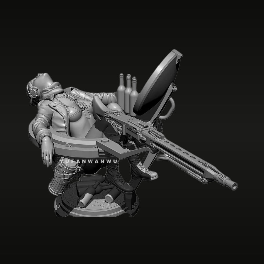 Sci-Fi Female Cyberpunk Soldier Tiger Baby 1/24 Resin Figure Kit - unpainted resin model kit