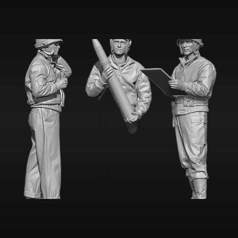 WWII US Army Tank Crew Set 3 Figures 1/35 Resin Kit - unpainted resin model kit