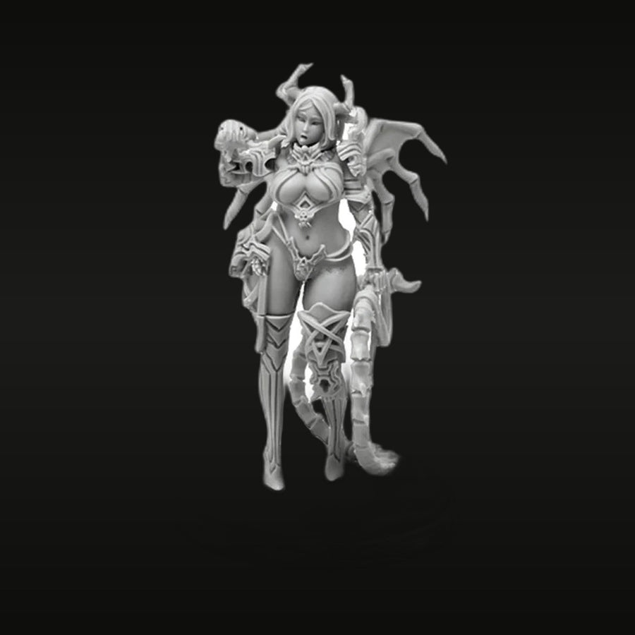 Fantasy Female Demon Warrior with Axe 28mm Resin Figure Kit - unpainted resin model kit