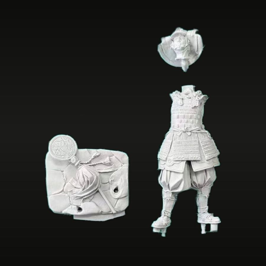 Medieval Japanese Samurai Warrior with Lamellar Armor 75mm Resin Figure Kit - unpainted resin model kit