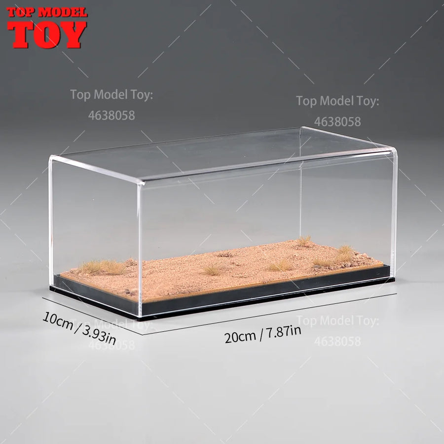 20X10Cm Racing Wilderness Grassland Scene Platform with Glass Scene Model Suitable for 1/64 1/43 Car Miniature Diorama Figure