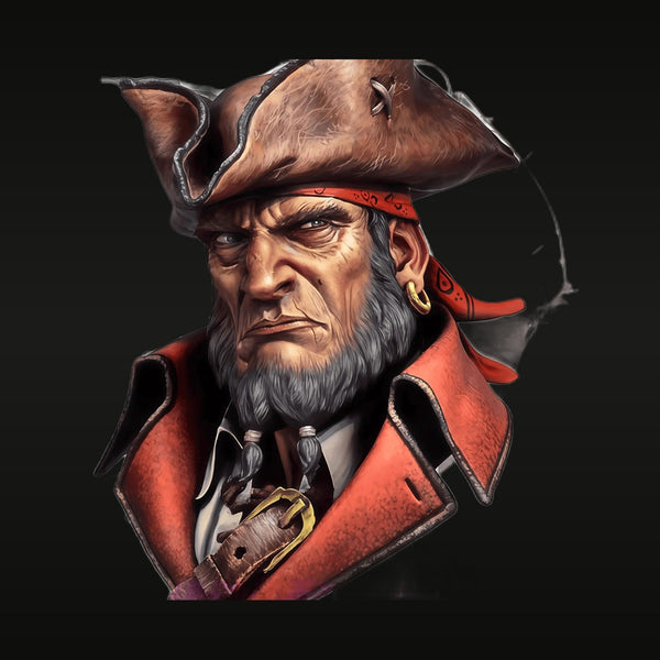 Pirate Captain with Tricorn Hat and Beard 1/12 Resin Bust