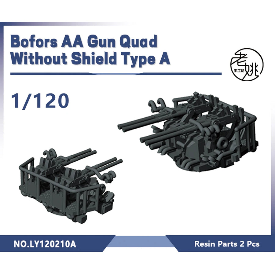 WWII Bofors 40mm Quad AA Gun Mount Set 1/700 Resin Accessory Kit - resin model view 3