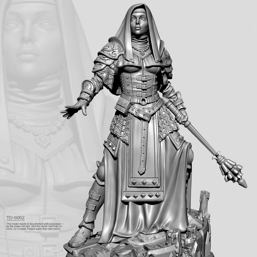 Medieval Noblewoman Warrior 38mm Resin Figure Kit - resin model view 2