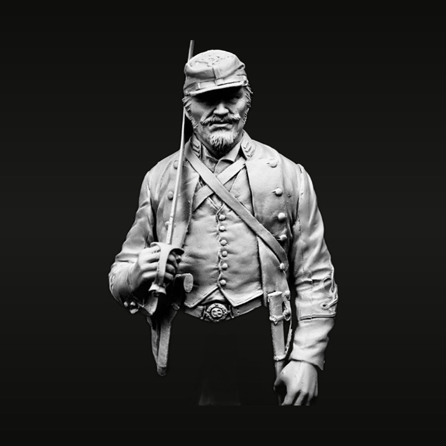 American Civil War Confederate Soldier 54mm Resin Bust - unpainted resin model kit