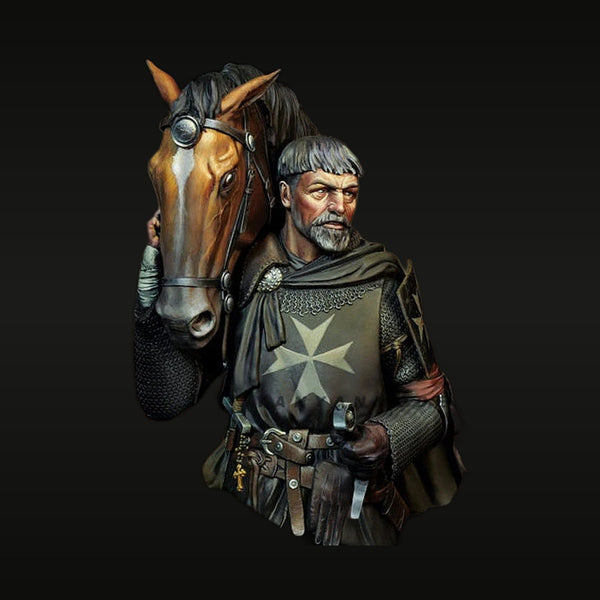 Medieval Knight Templar with Horse Head 1/10 Resin Mounted Bust Kit