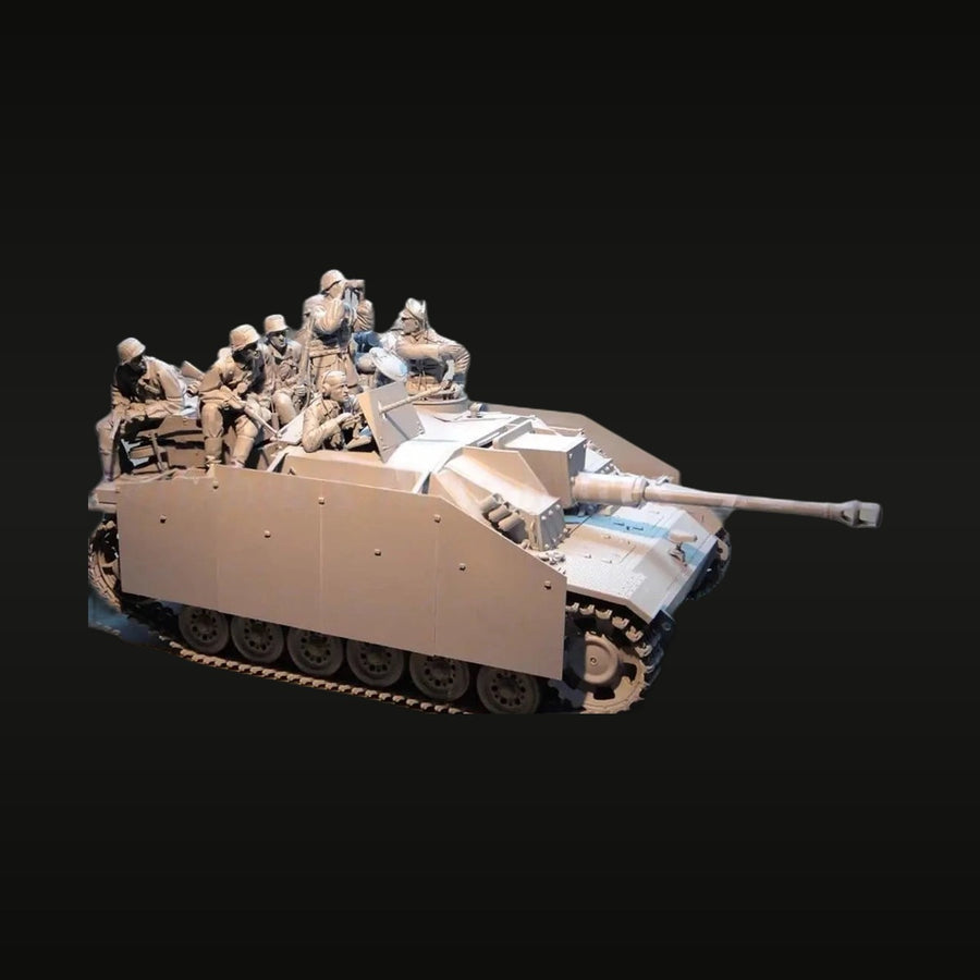 German WWII StuG/Jagdpanzer with Infantry Riders Diorama Set 1/35 Resin Kit - unpainted resin model kit