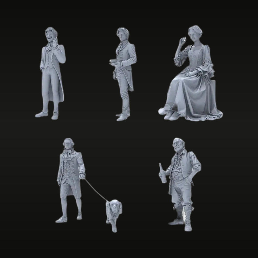 18th Century European Aristocrats 5-Figure Set 1/72 Resin Kit - unpainted resin model kit