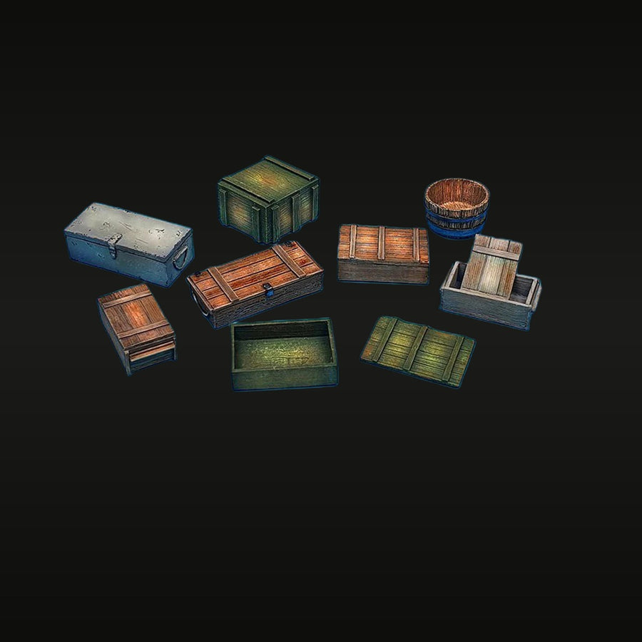 WWII Supply & Logistics Diorama Accessories Set 1/35 Resin Kit - unpainted resin model kit