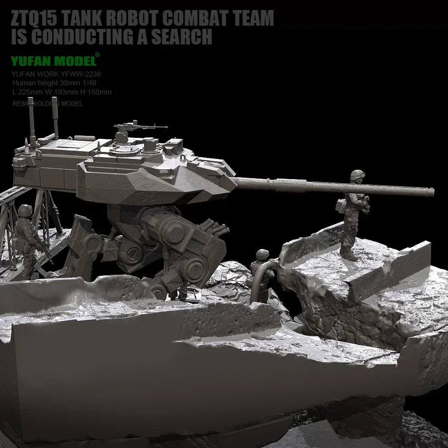 ZTQ15 Tank Robot Combat Team Search Diorama 1/48 Resin Kit - resin model view 4