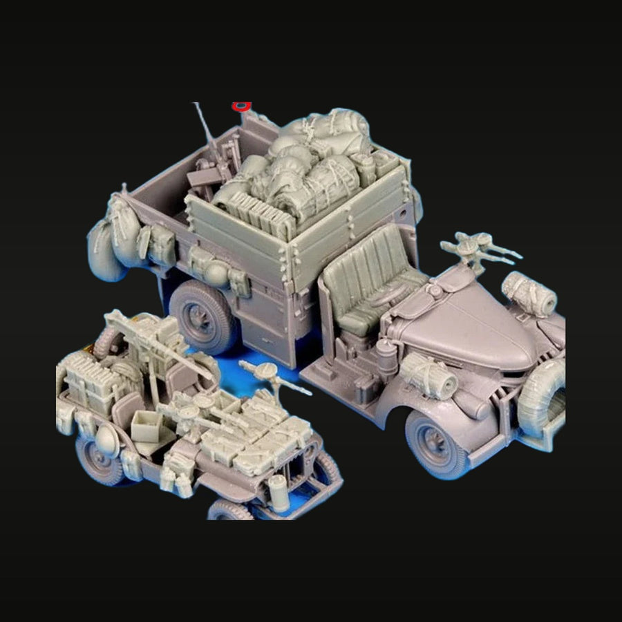 WWII British LRDG Desert Raiders 3-Vehicle Transport Set 1/72 Resin Kit - unpainted resin model kit