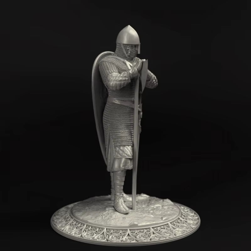 Medieval Knight with Poleaxe and Shield 1/24 Resin Figure Kit - resin model view 2