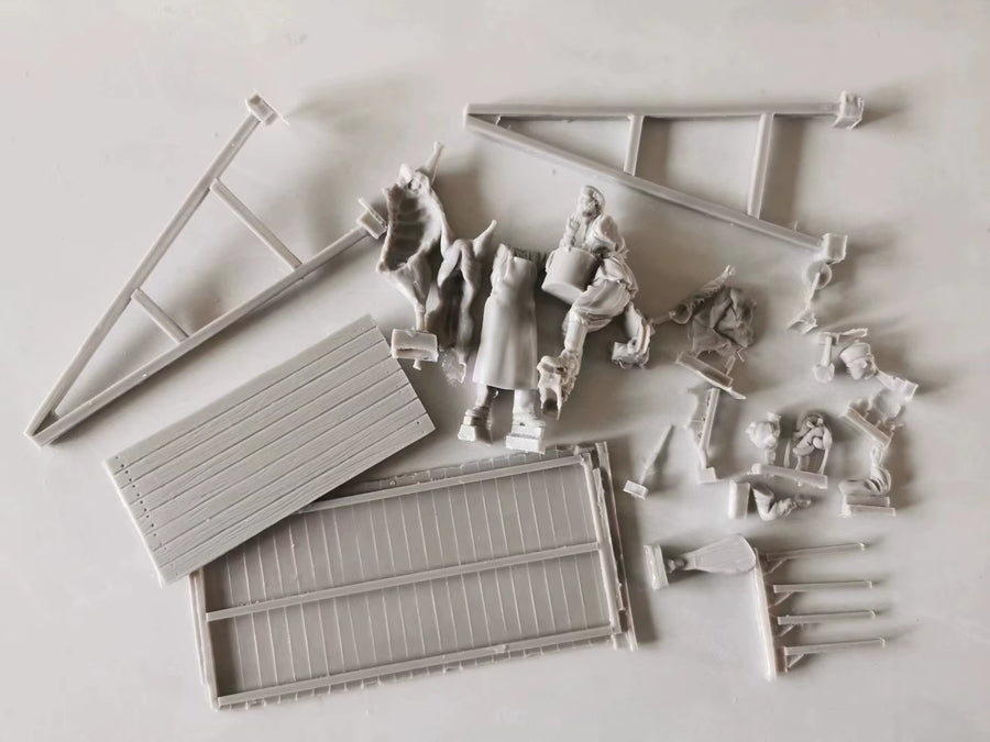 WWII Field Kitchen Logistics Camp Diorama 1/35 Resin Kit - resin model view 2