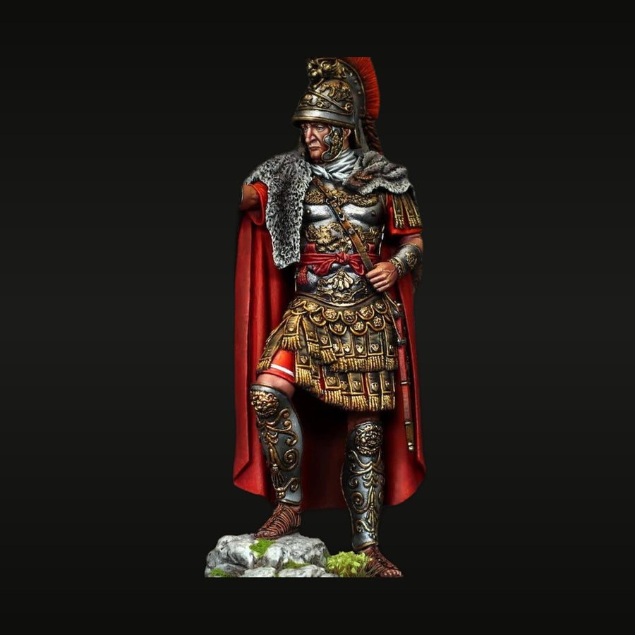 Ancient Roman General Corinthian Helmet Red Cloak 90mm Resin Bust Kit - unpainted resin model kit