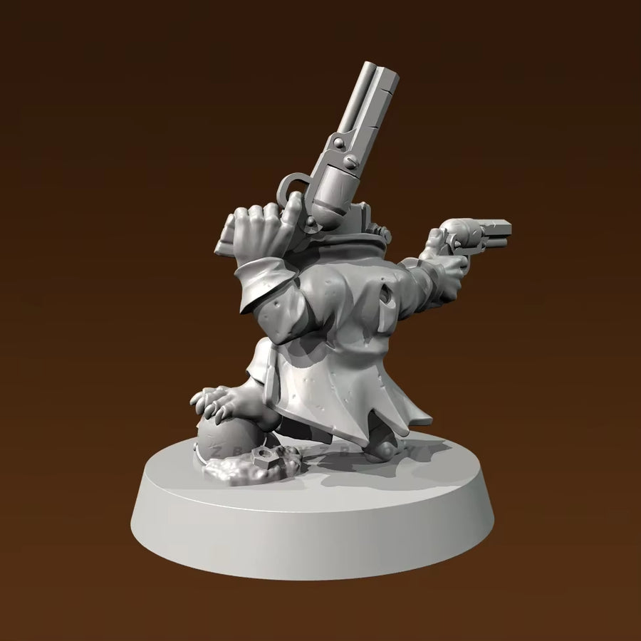 Steampunk Robot Gunslinger with Dual Pistols 28mm Resin Figure Kit - resin model view 4