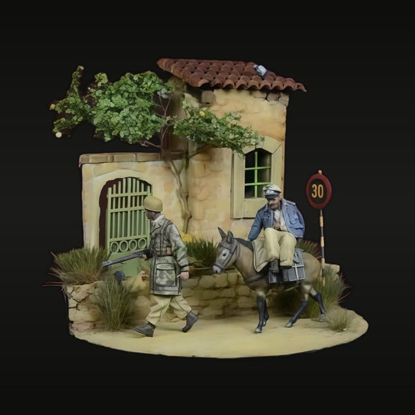 WWII German Africa Korps Diorama Set with Villa 1/72 Resin Kit