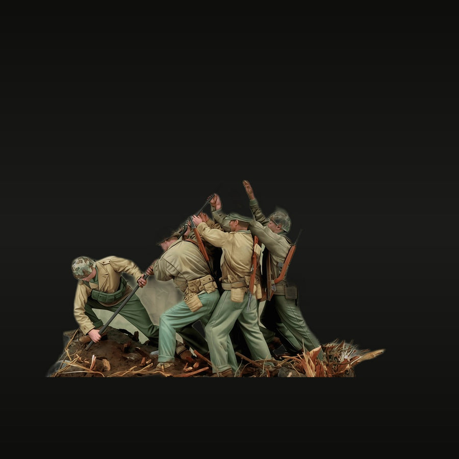 WWII US Marines Iwo Jima Flag Raising 1/35 Resin Diorama Kit - unpainted resin model kit