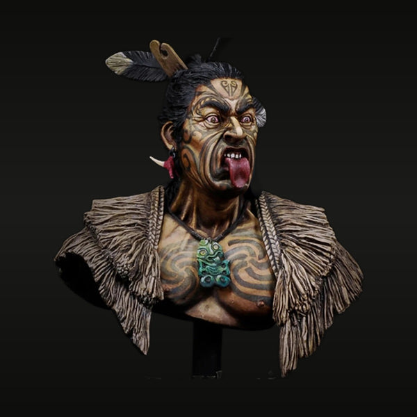 Māori Warrior with Moko Tattoo 1/9 Scale Resin Bust