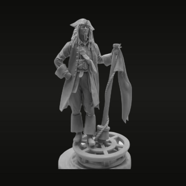 Caribbean Pirate Captain with Dreadlocks and Pistol 1/24 Resin Figure Kit