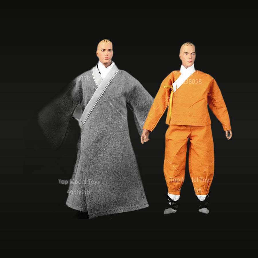 Shaolin Monk Set Gray & Orange Robes 1/6 Action Figure - unpainted resin model kit
