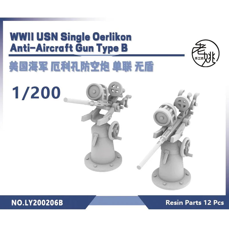 Yao'S Studio LY206B 1/200 1/350 1/700 1/144 3D Printed Resin WWII USN Single Oerlikon Cannon Type A/B