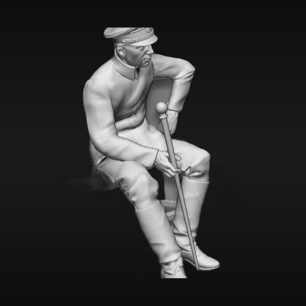 WWII Soviet Officer with Saber Seated 1/35 Resin Figure Kit