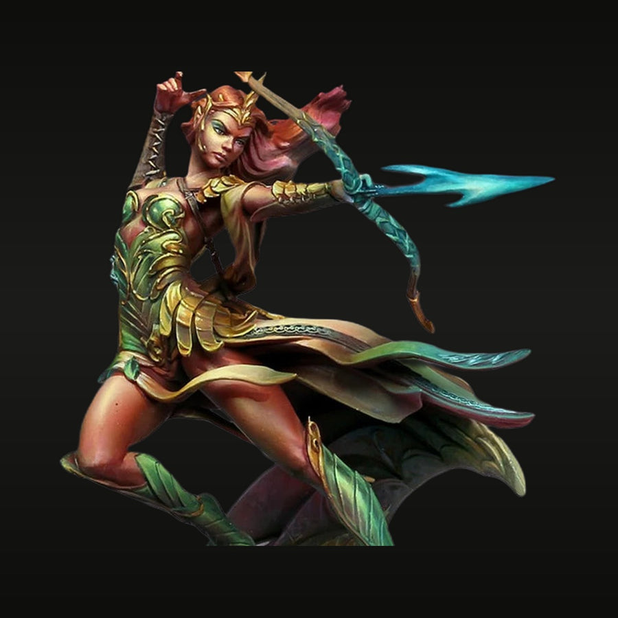 Fantasy Female Elf Archer with Magical Bow 1/24 Resin Figure Kit - unpainted resin model kit