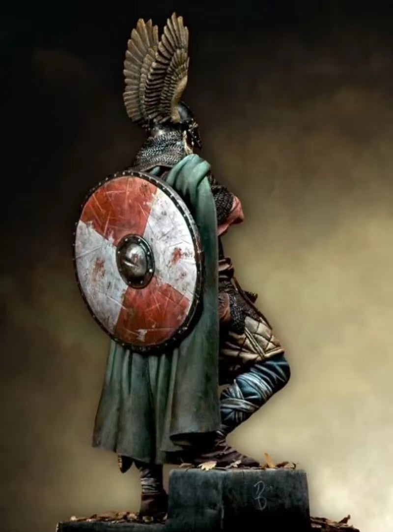 Medieval Viking Warrior with Winged Helm and Cloak 90mm Resin Figure Kit - resin model view 2