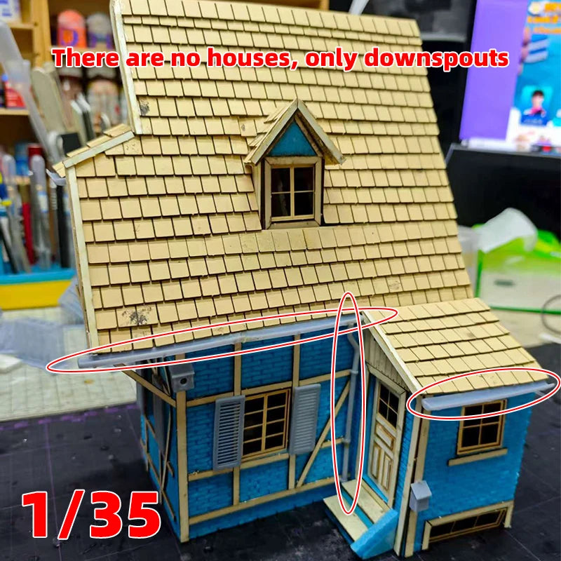 1/35 Scale Model Kit Building Downpipe Downspout Drainage Ditch Channel Pipeline Sewer Pipe Sand Table Diorama Models Suits