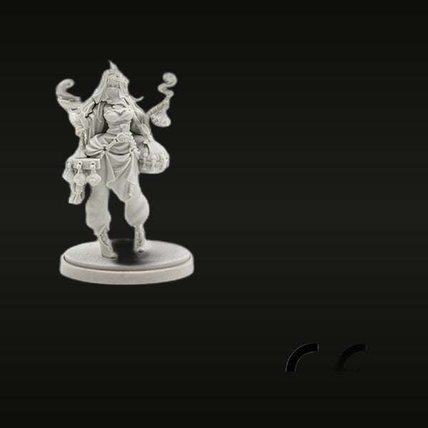 Fantasy Female Sorceress with Dual Scythes Headdress 75mm Resin Figure Kit
