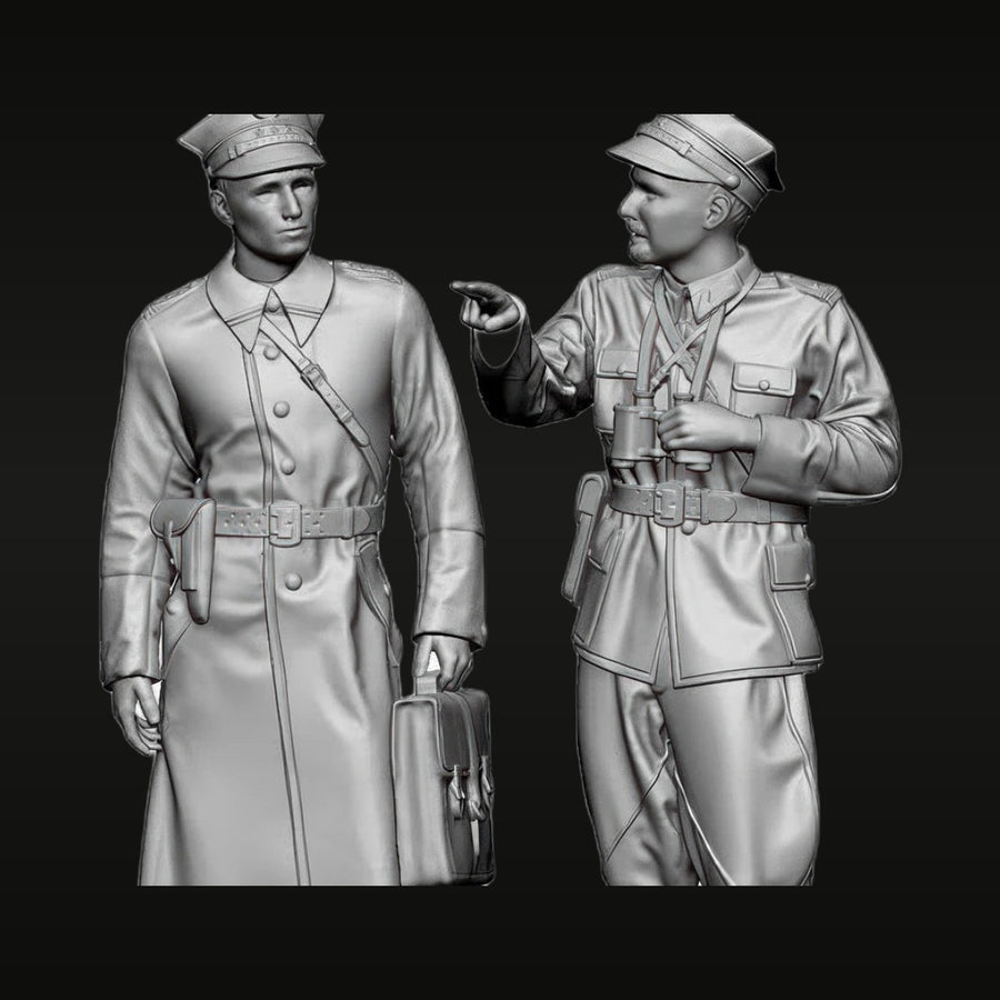 WWII Polish Officers 1939 2-Figure Set 1/35 Scale Resin Figures - unpainted resin model kit