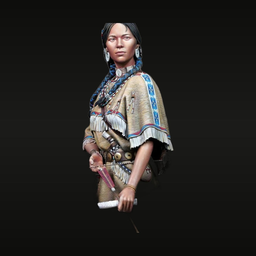 Native American Woman Warrior with Tomahawk 1/10 Resin Bust - unpainted resin model kit