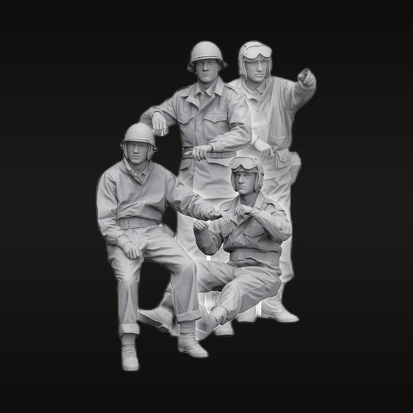 WWII U.S. Tank Crew 4-Figure Set 1/35 Resin Kit