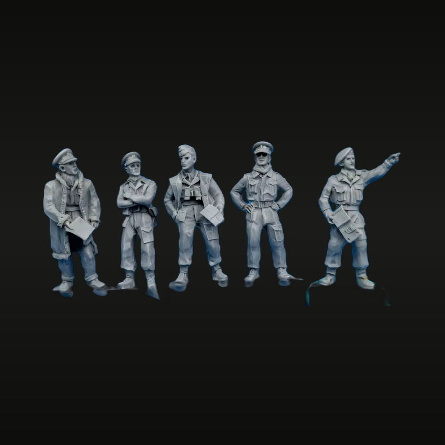 WWII British Desert Command Group 5-Figure Set 1/72 Resin Kit - unpainted resin model kit