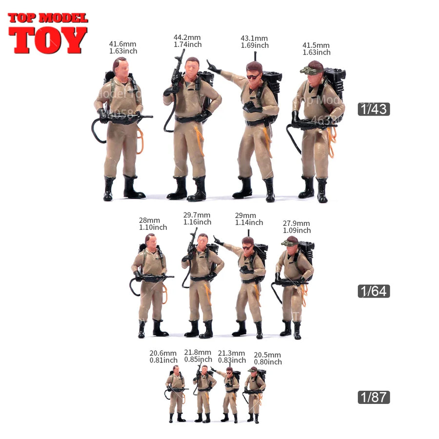 Ghostbusters Team with Proton Packs 4-Figure Set 1/64 Resin Kit - resin model view 3