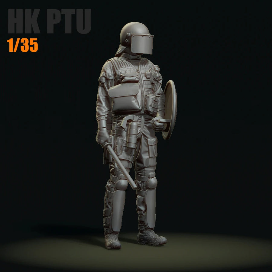 Modern Riot Police Officer with Shield and Baton 1/35 Resin Figure Kit - resin model view 4