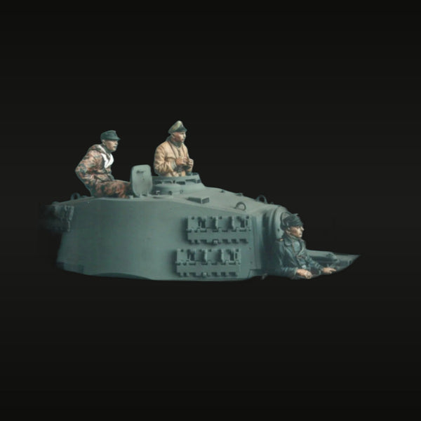 WWII German Tank Crew 4-Figure Set with Turret 1/35 Resin Kit