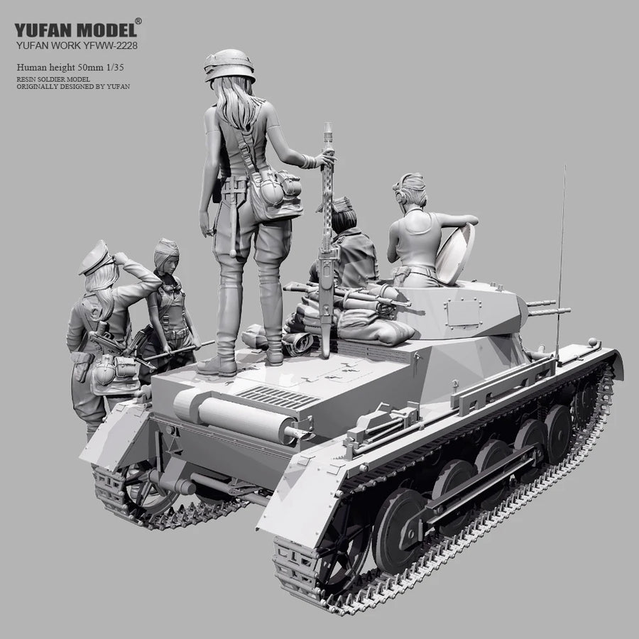 WWII German Panzer I with Female Crew 5-Figure Set 1/35 Resin Kit - resin model view 3